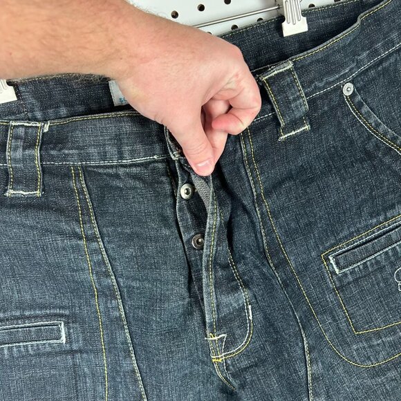 Songs of Freedom Dark Wash Baggy Jeans 40x33 Double Knee Stitched Stash Skater - Picture 8 of 9